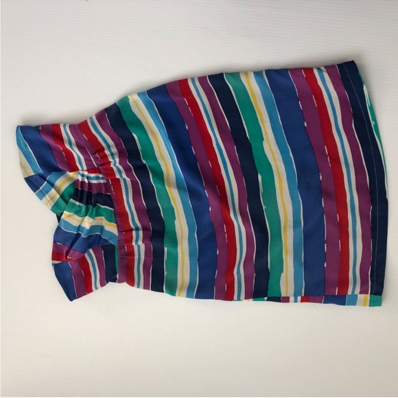 Yumi Kim Multicolor  striped 100% silk Strapless Dress size large - Picture 10 of 10